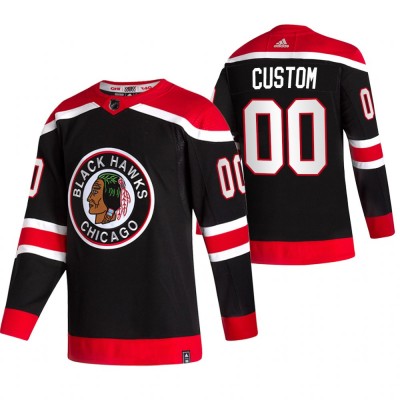 Chicago Blackhawks Custom Black Men's Adidas 202021 Reverse Retro Alternate NHL Jersey